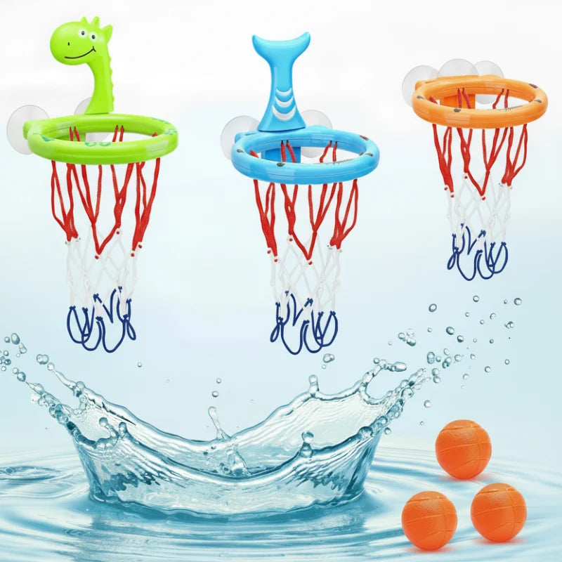 Bath basketball set with suction cup hoops and mini balls for kids
