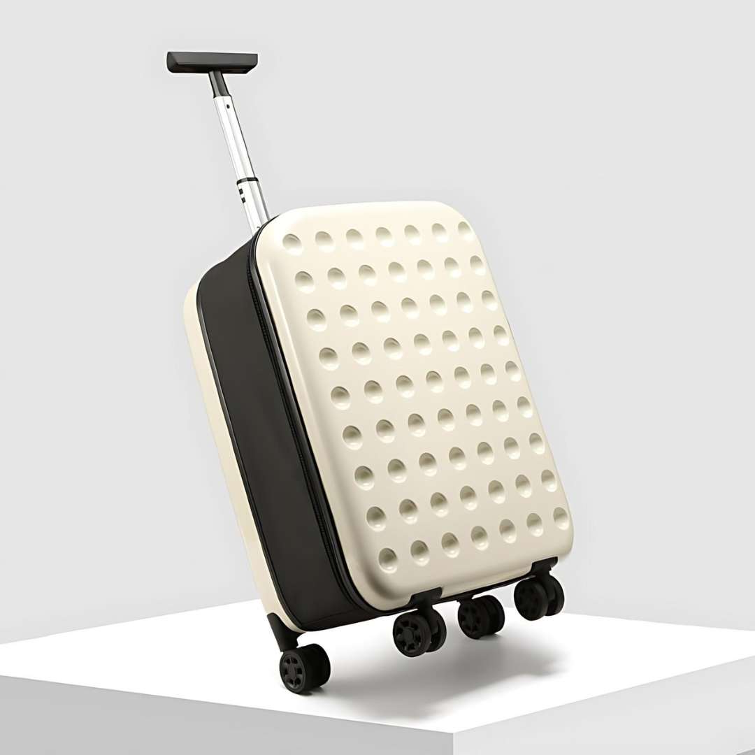360 degree foldable hard shell travel suitcase with spinner wheels and combination lock