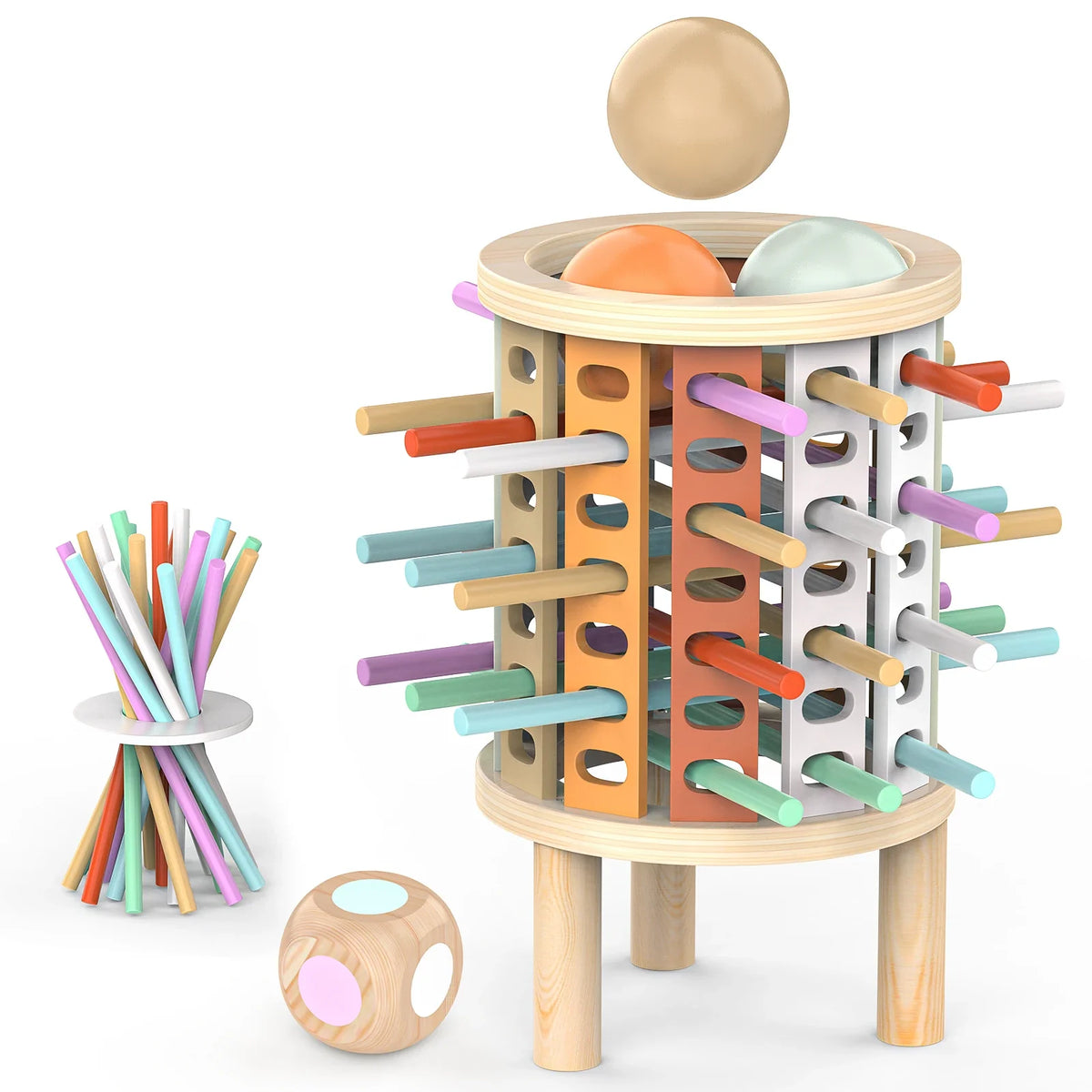 Balance Tower wooden stacking and counting game for kids ages 3+