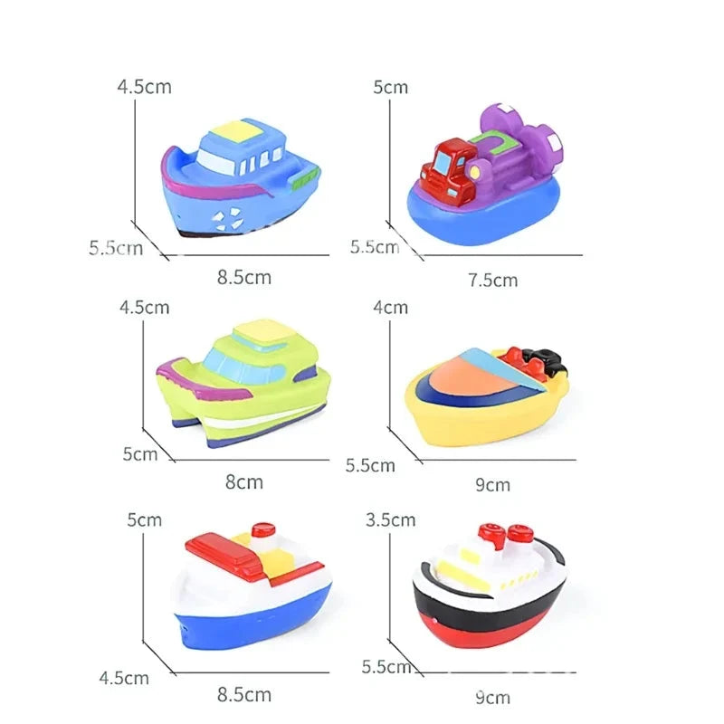 Kids bath boat toy set 6 pack soft vinyl bathtub boats for toddlers