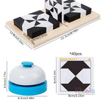 Block puzzle game wooden educational toy for kids ages 3+, white and black