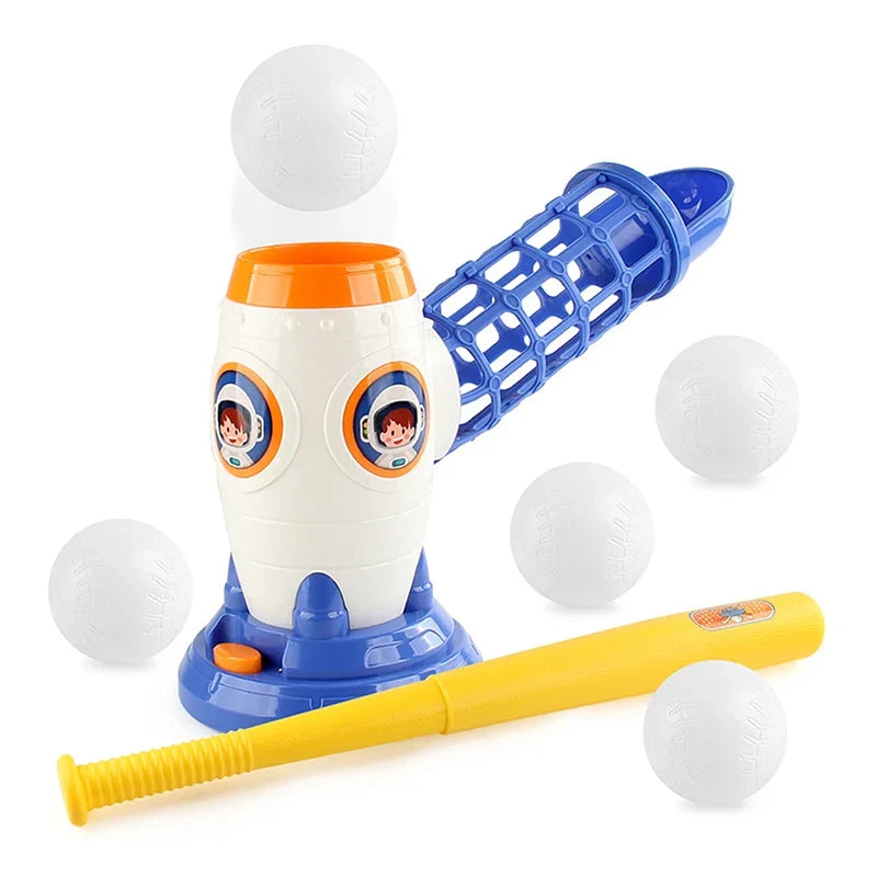 Baseball launcher toy kids pitching machine with bat and balls, ages 3+