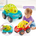Toy car rolling ball ride-on playset for kids, available in green and red