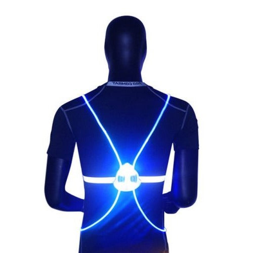 360 degree reflective LED safety vest with fiber optic lights for night running and cycling