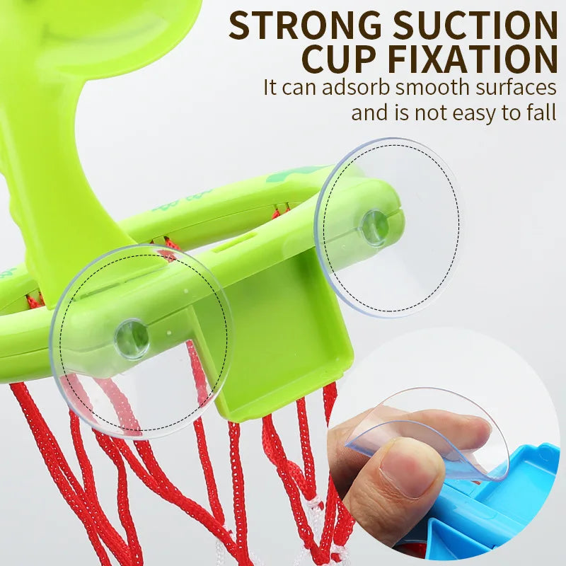 Bath basketball set with suction cup hoops and mini balls for kids