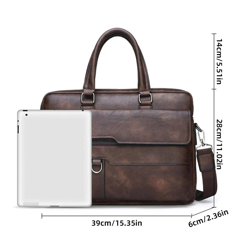 Men genuine leather shoulder bag with adjustable strap zip closure