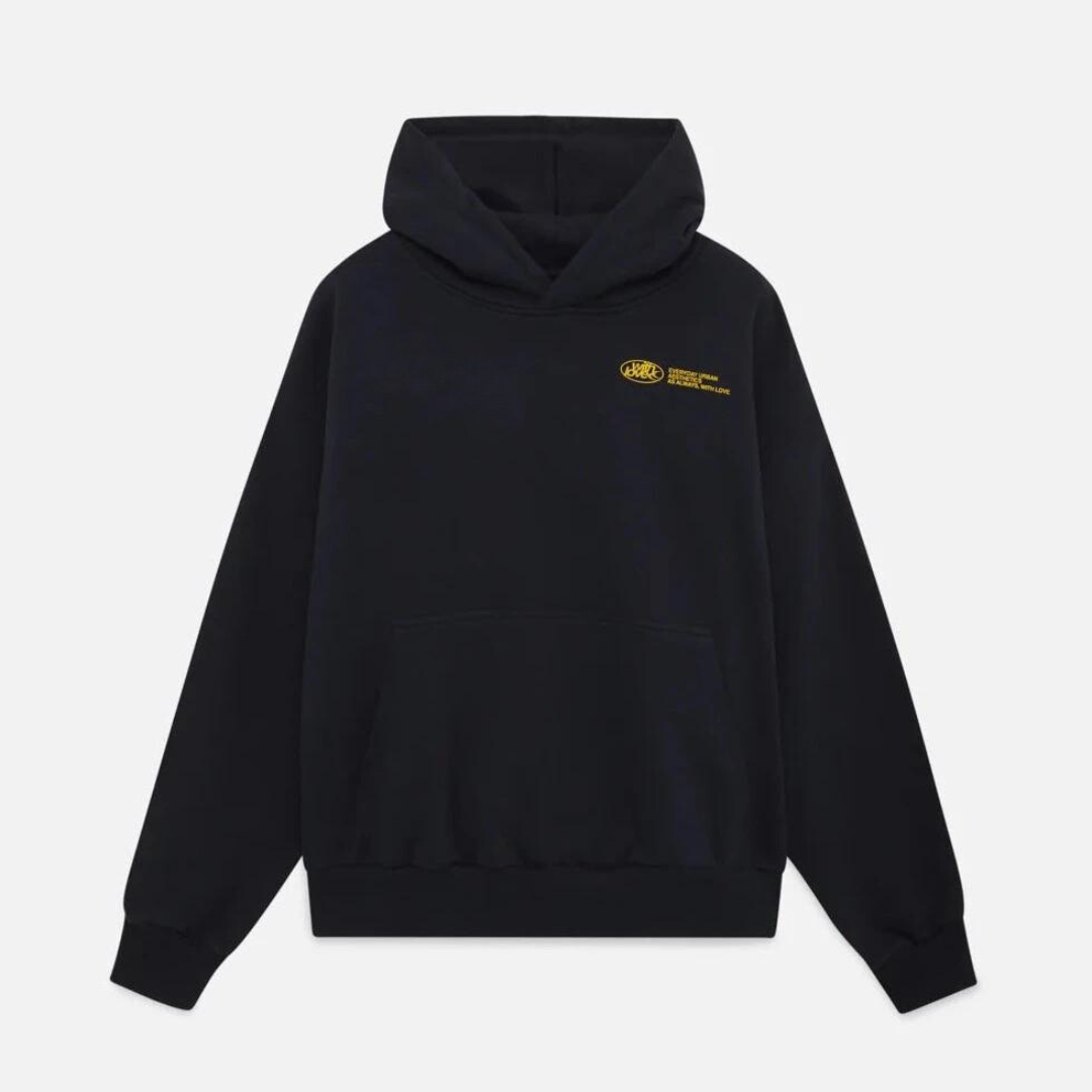 Women's minimalist hoodie drawstring-free cotton blend in navy, grey and black