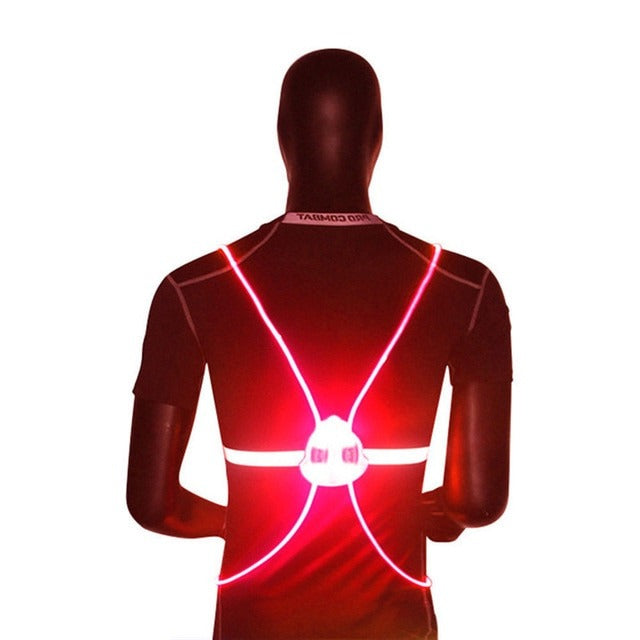 360 degree reflective LED safety vest with fiber optic lights for night running and cycling