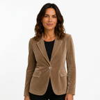 Velvet Blazer Women Long Sleeve Fitted Notched Lapel Tailored