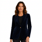 Velvet Blazer Women Long Sleeve Fitted Notched Lapel Tailored
