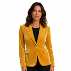 Velvet Blazer Women Long Sleeve Fitted Notched Lapel Tailored