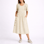 Striped midi dress with relaxed fit, lightweight everyday women's dress