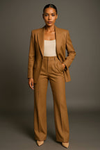 Women 2 piece blazer wide leg trouser set in multiple colors