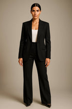 Women 2 piece blazer wide leg trouser set in multiple colors