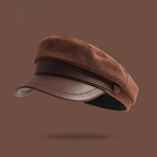 Felt fisherman cap with leather brim vintage European style