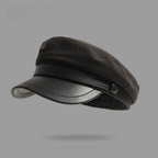 Felt fisherman cap with leather brim vintage European style