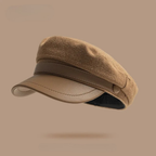 Felt fisherman cap with leather brim vintage European style