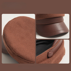 Felt fisherman cap with leather brim vintage European style
