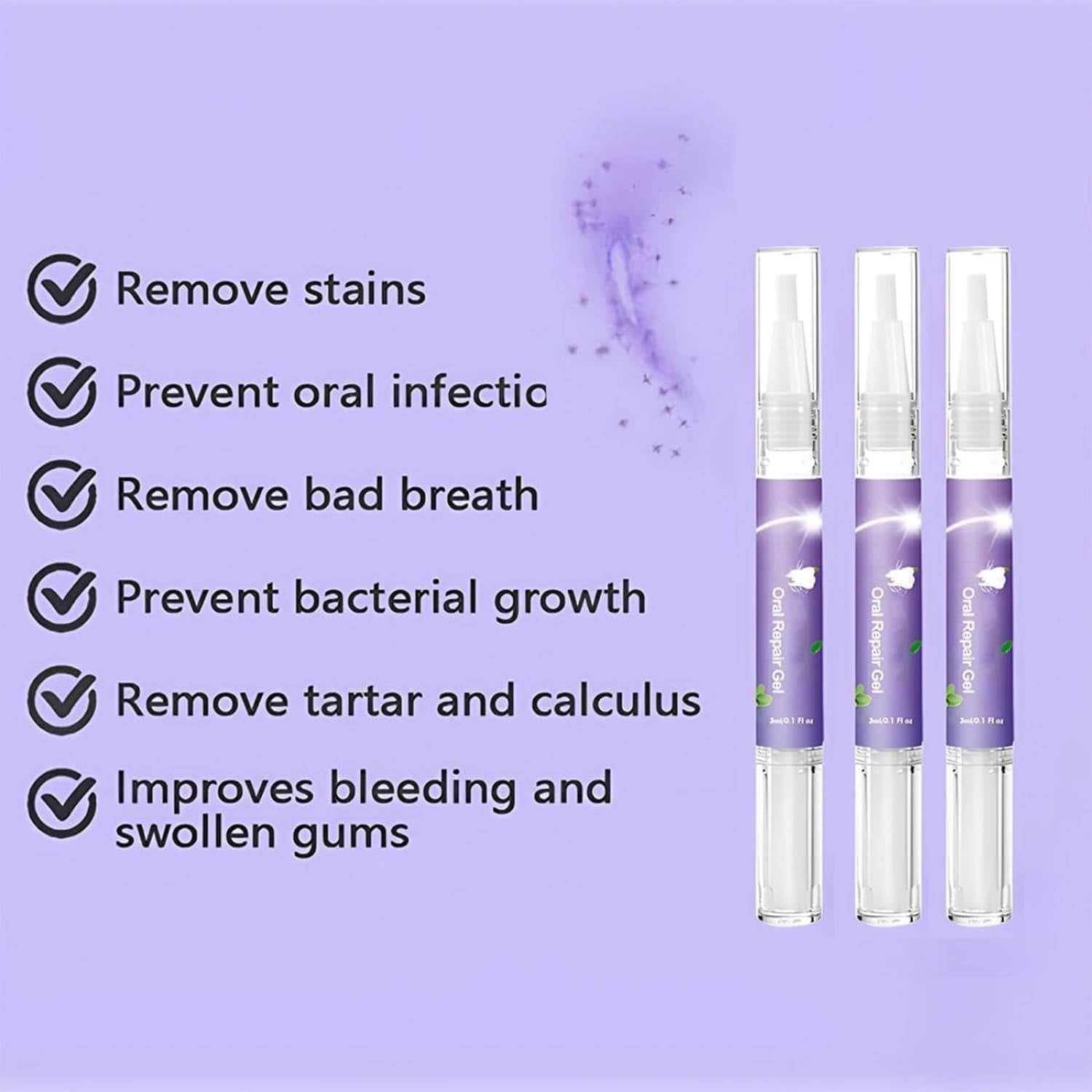 Dog oral repair gel whitening and breath freshening 3-pack, pet-safe plant formula