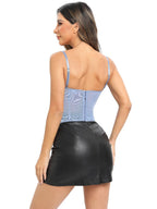 Corset Top Women Backless Flocked Lace Structured Boning | Freya