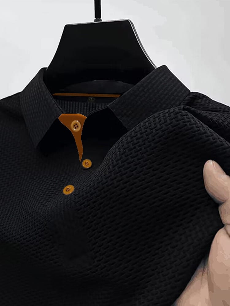 Men breathable polo shirt modern fit classic collar