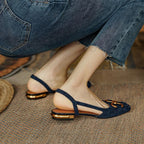 Women's slingback shoes low block heel with contoured footbed, 5 colors