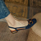 Women's slingback shoes low block heel with contoured footbed, 5 colors