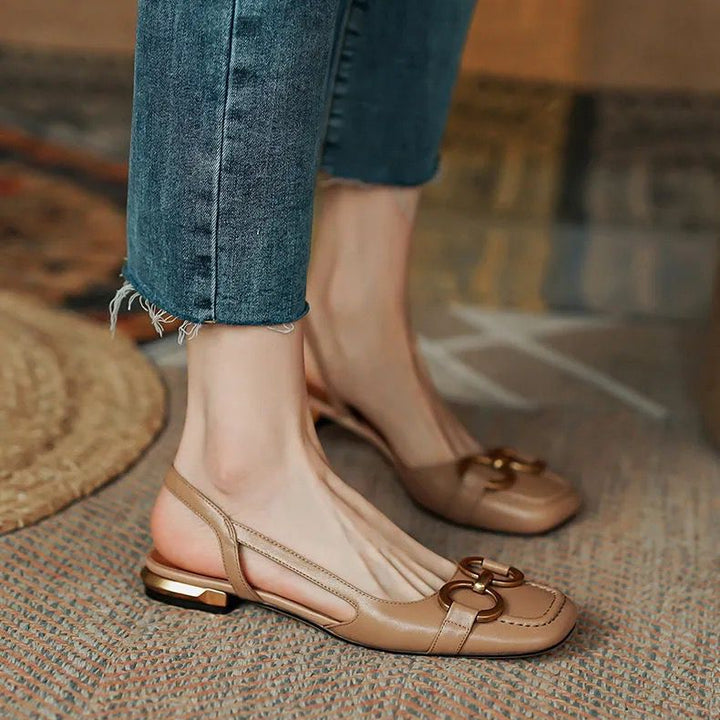 Women's slingback shoes low block heel with contoured footbed, 5 colors