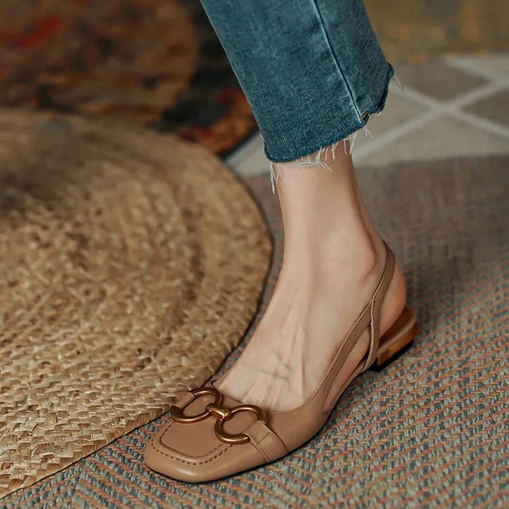 Women's slingback shoes low block heel with contoured footbed, 5 colors