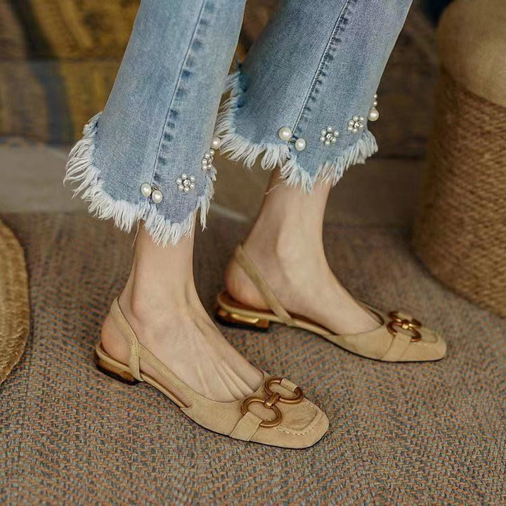 Women's slingback shoes low block heel with contoured footbed, 5 colors