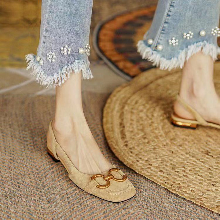 Women's slingback shoes low block heel with contoured footbed, 5 colors