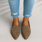 Women leather orthopedic moccasins slip-on with arch support and non-slip sole