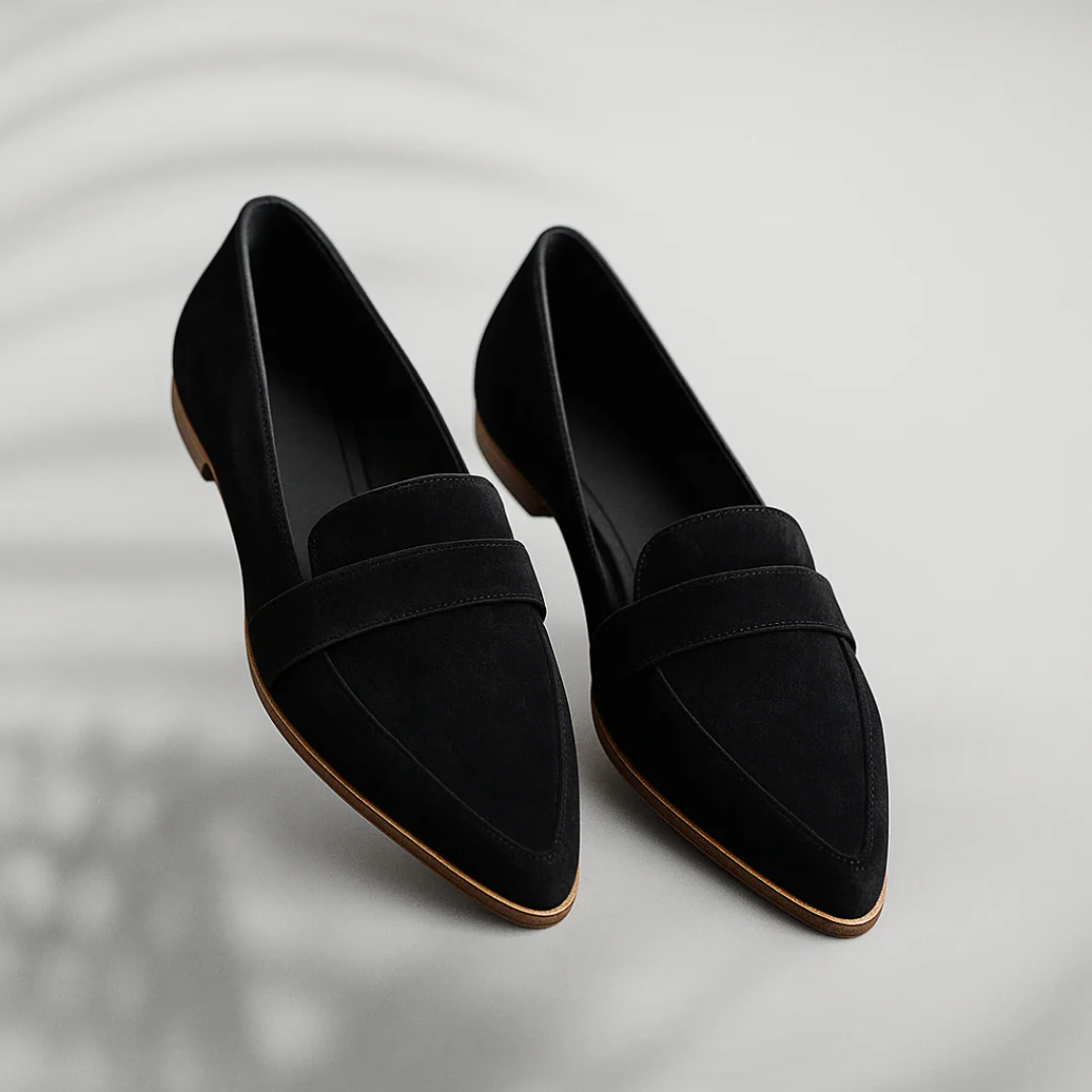 Women leather orthopedic moccasins slip-on with arch support and non-slip sole