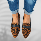 Women leather orthopedic moccasins slip-on with arch support and non-slip sole