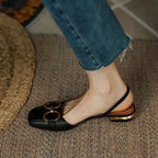 Women's slingback shoes low block heel with contoured footbed, 5 colors