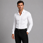 Satin Shirt | Men Slim Fit Stretch Satin-Look Structured Collar