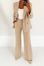 Women 2 piece blazer suit set tailored full-length pants