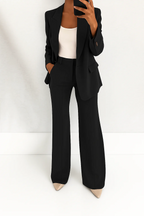 Women 2 piece blazer suit set tailored full-length pants