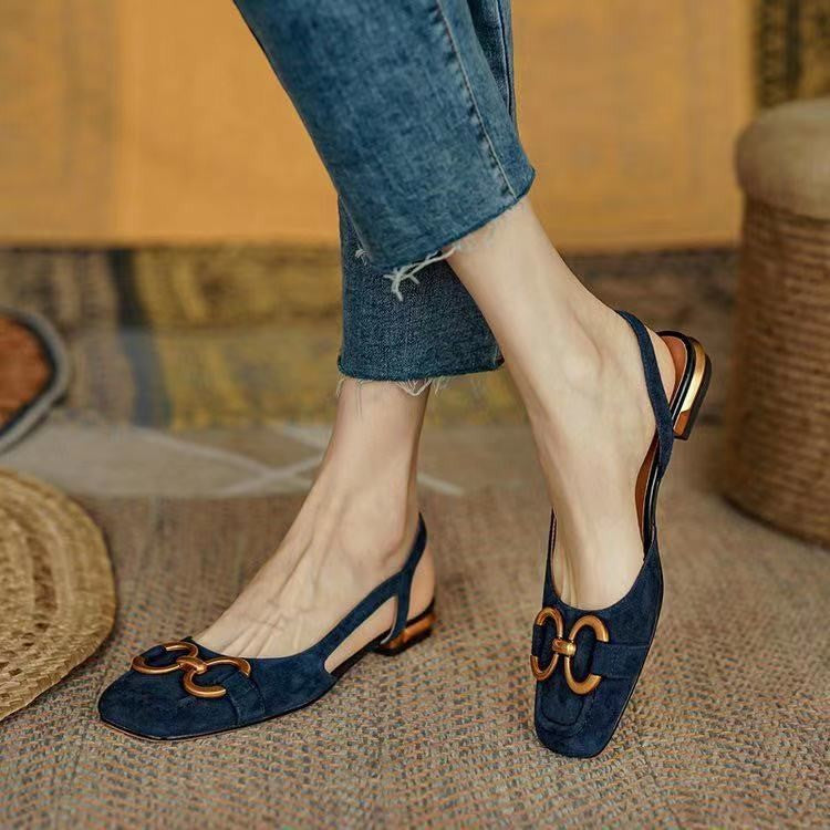 Women's slingback shoes low block heel with contoured footbed, 5 colors