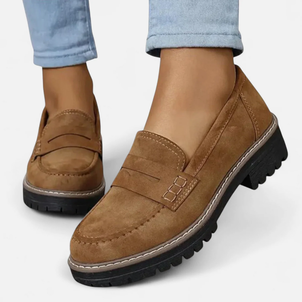 Women's slip-on loafers with bold chunky sole, summer casual shoes