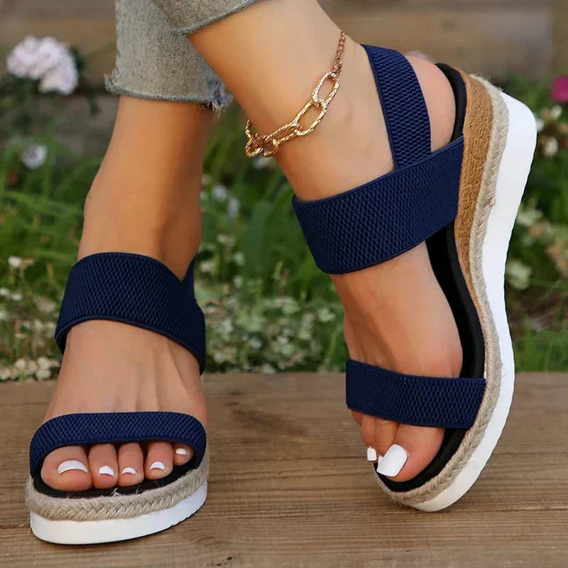 Women's orthopedic ankle strap sandals flatform espadrille, casual comfort sandals