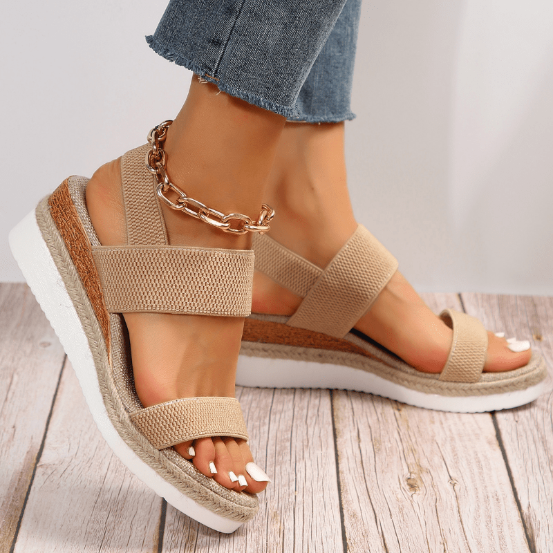Women's orthopedic ankle strap sandals flatform espadrille, casual comfort sandals