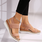 Women's orthopedic ankle strap sandals flatform espadrille, casual comfort sandals