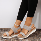 Women's orthopedic ankle strap sandals flatform espadrille, casual comfort sandals