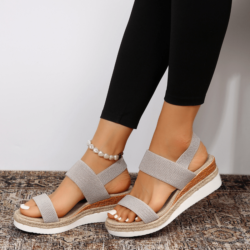 Women's orthopedic ankle strap sandals flatform espadrille, casual comfort sandals