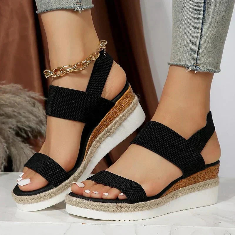 Women's orthopedic ankle strap sandals flatform espadrille, casual comfort sandals