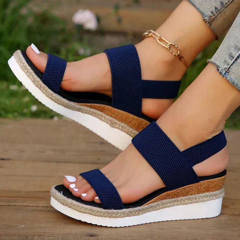 Women's orthopedic ankle strap sandals flatform espadrille, casual comfort sandals