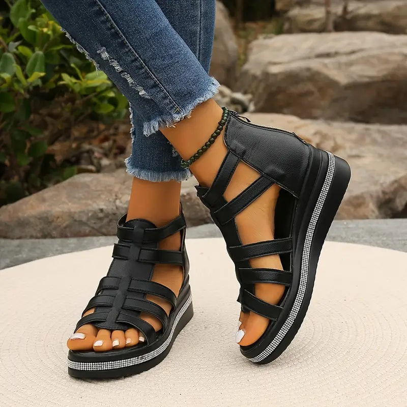 Women's Orthopedic Wedge Sandals with Gladiator Straps