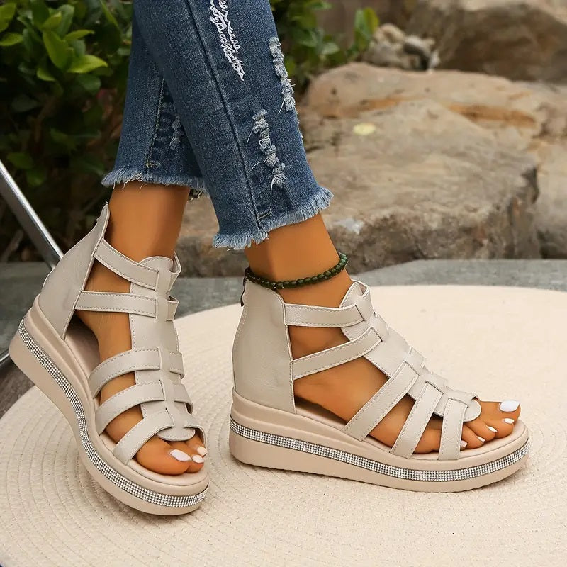 Women's Orthopedic Wedge Sandals with Gladiator Straps