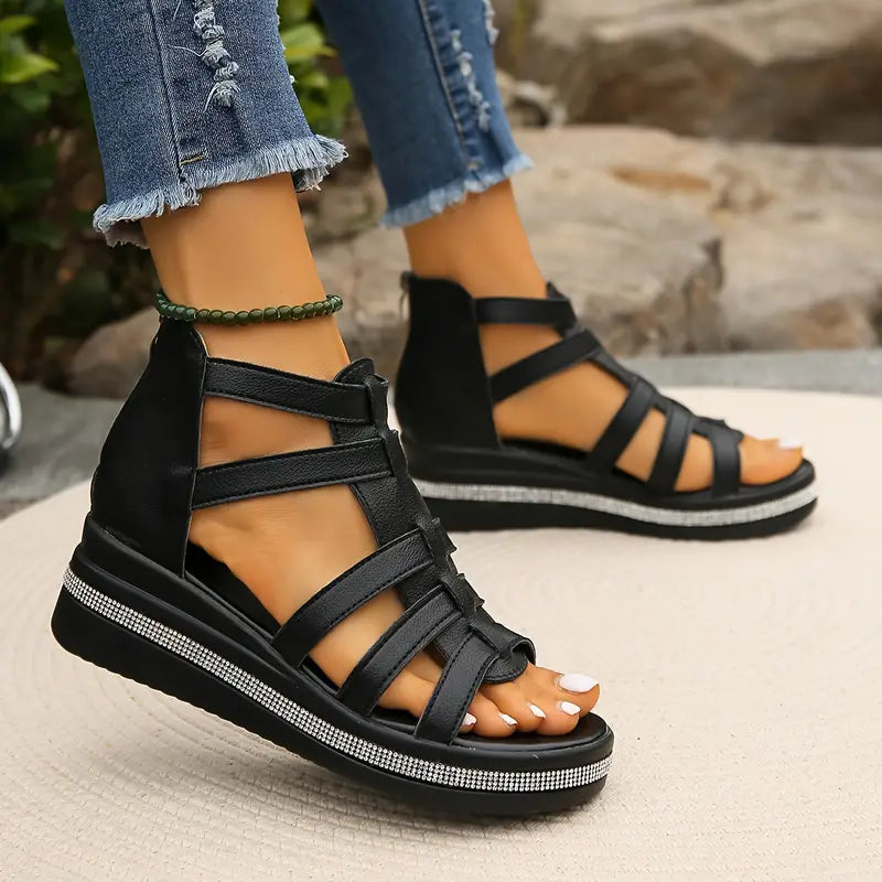 Women's Orthopedic Wedge Sandals with Gladiator Straps